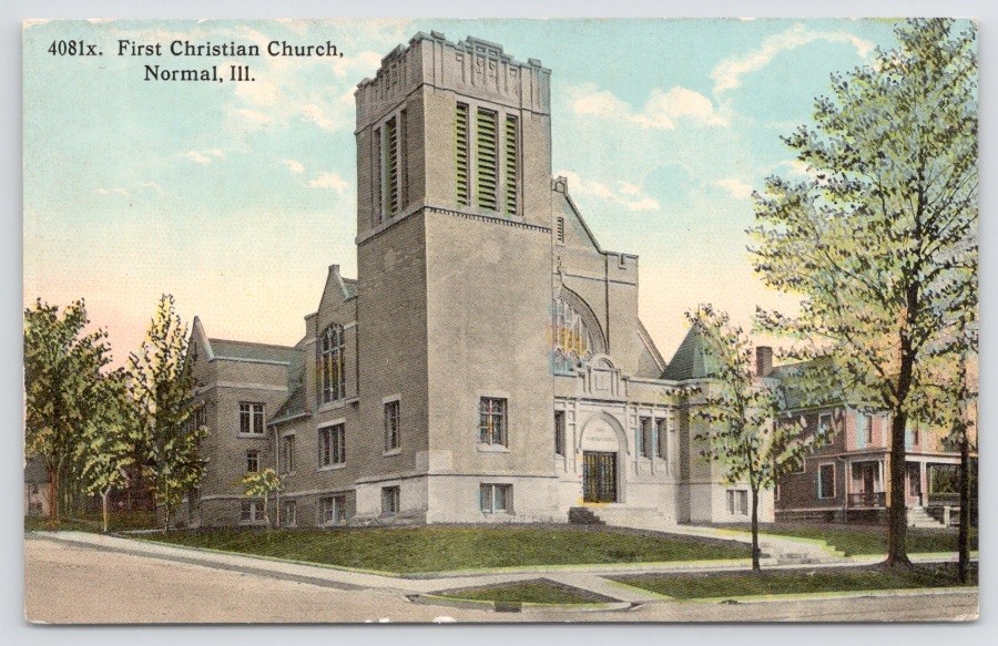 Normal Illinois First Christian Church McLean County Read c1912 Postcard