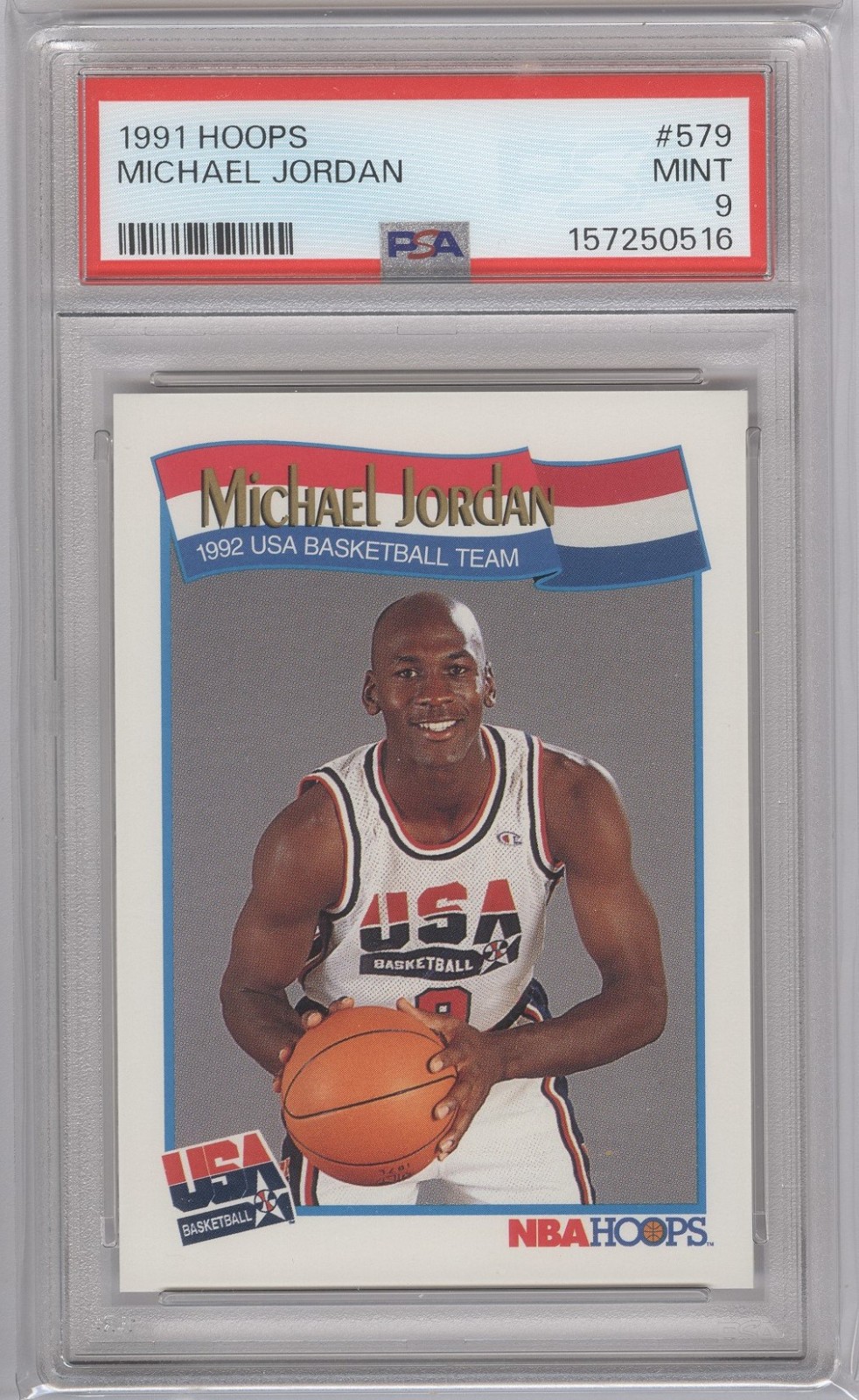 1991 Hoops Michael Jordan Dream Team USA #579 PSA 9 mint 1991 Hoops Michael Jordan Dream Team USA #579 PSA 9 mint