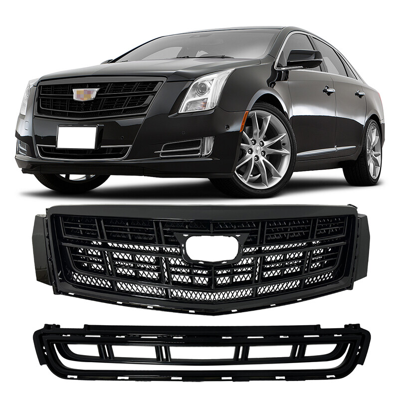Fit 2013-2017 Cadillac XTS Front Bumper Black Upper Grille Lower Grill 2PCS Fit 2013-2017 Cadillac XTS Front Bumper Black Upper Grille Lower Grill 2PCS