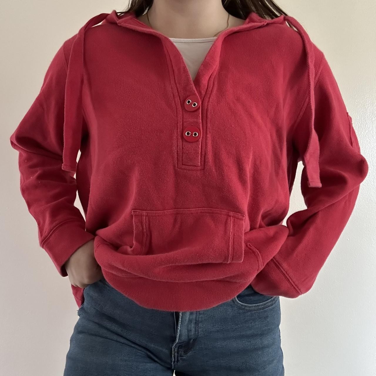 Vintage Coldwater Creek Red Button-Up Hoodie Layered Look – Size 2X