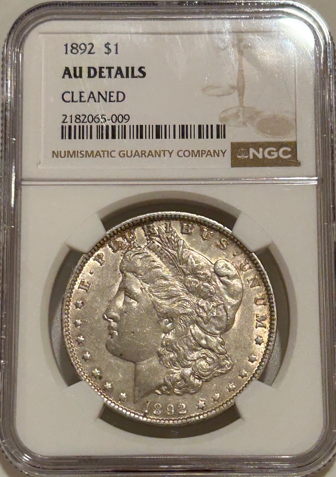 1892 P Morgan Silver Dollar NGC AU Details Tougher Date Morgan