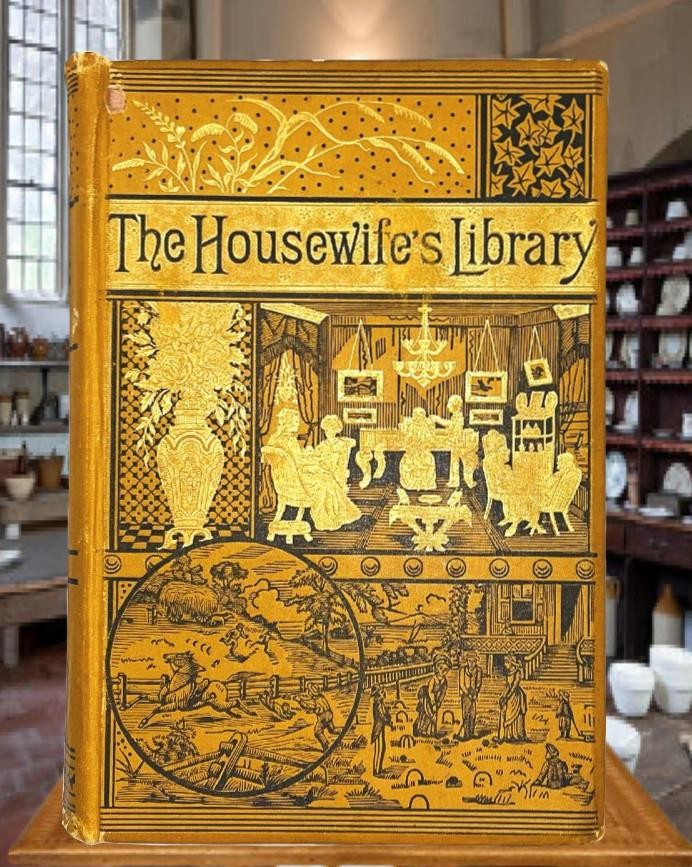 1888 Antique Cookbook HOUSEWIFE'S LIBRARY 2 Books in 1 Volume HUGE Color Plates