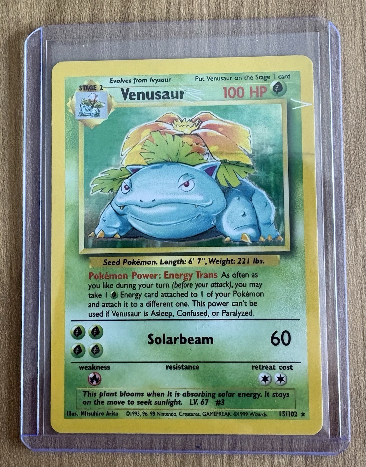 Venusaur 15/102 Holo Holo Rare Base Set Unlimited Pokemon Holo
