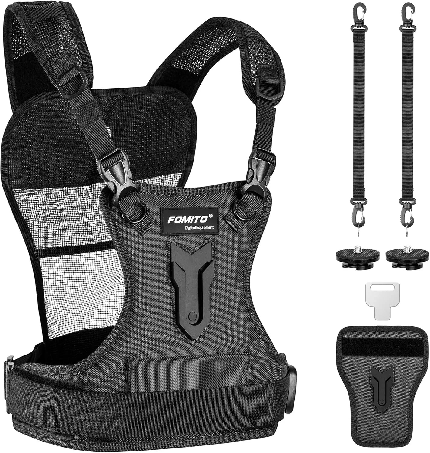 FOMITO Multi Camera Carrying Chest Harness System Vest with Side Holster for Can
