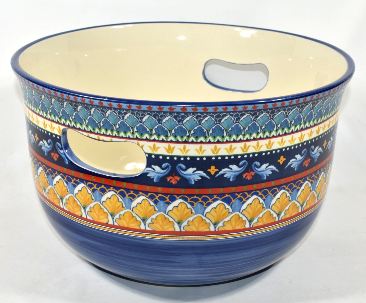 Williams Sonoma Sicily Party Tub Stoneware Large 2 Gallon Capacity Handles NWOT