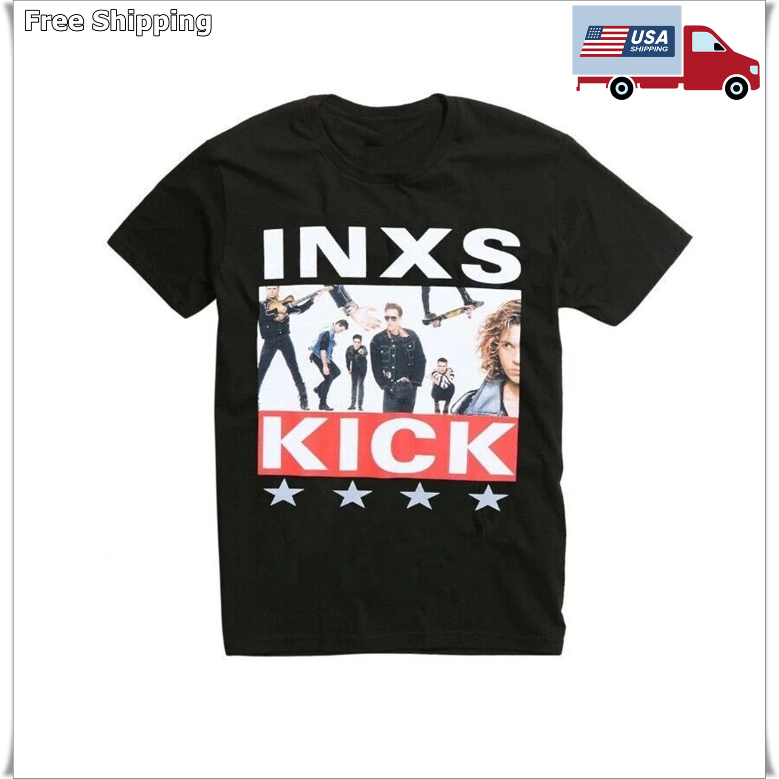 INXS Kick Album Cover 80s Rock Band Graphic T-Shirt