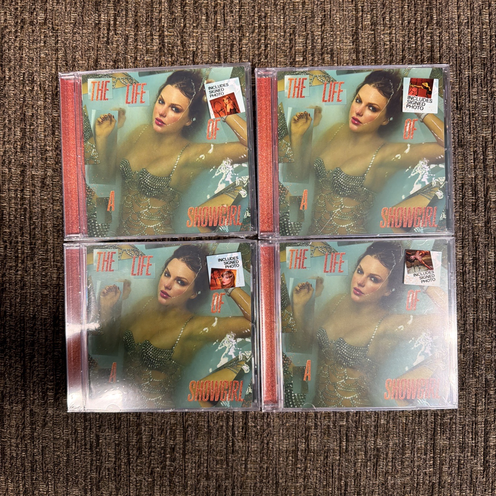 Taylor Swift The Life of a Showgirl CDs Signed Insert Photos 1-4 Bundle Set of 4 Taylor Swift The Life of a Showgirl CDs Signed Insert Photos 1-4 Bundle Set of 4