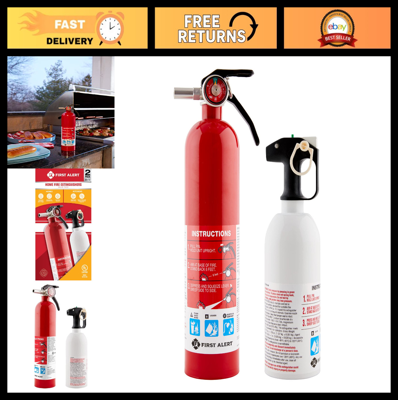 Home Fire Extinguisher Bundle Pack - Kitchen & Standard Safety Equipment