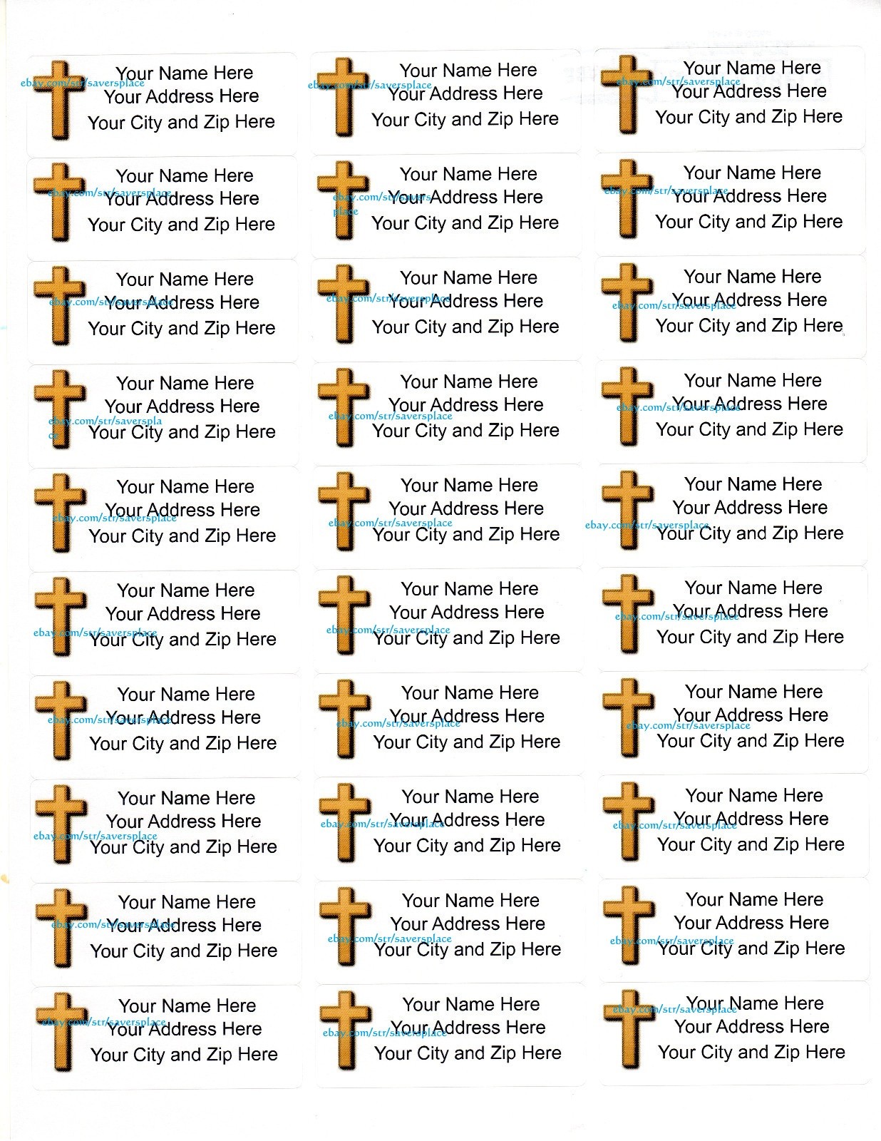 60 Personalized Cross  Address labels - 1\