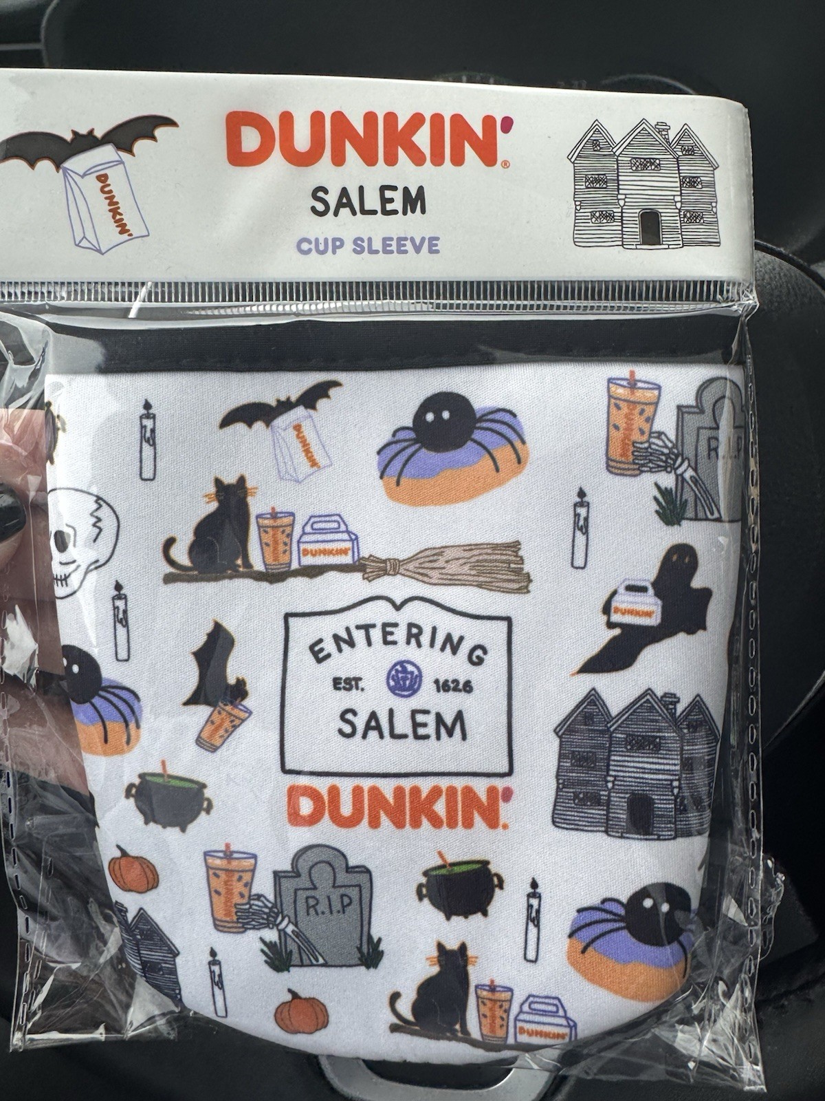 Dunkin “entering Salem” Cup Sleeve Halloween 2026 Dunkin “entering Salem” Cup Sleeve Halloween 2026