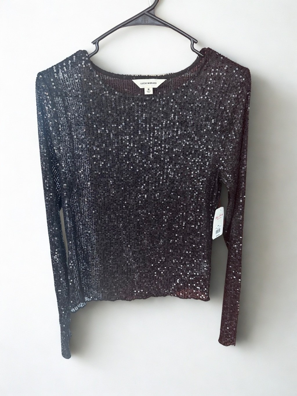 Lucky Brand Black Sequin Long Sleeve Tee Lucky Brand Black Sequin Long Sleeve Tee