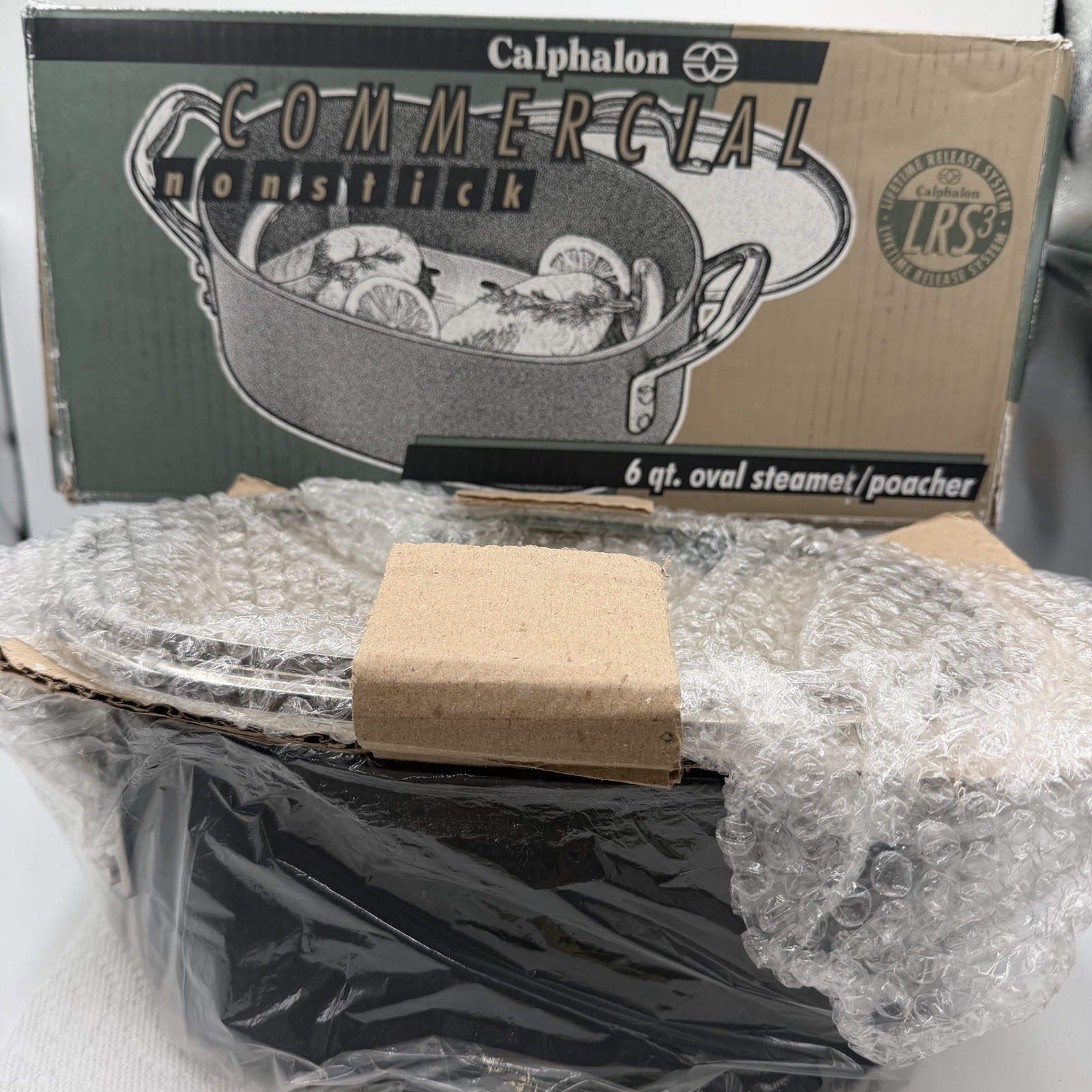 Calphalon Commercial Nonstick 6 Qt Oval Steamer Poacher Glass Lid New Open Box