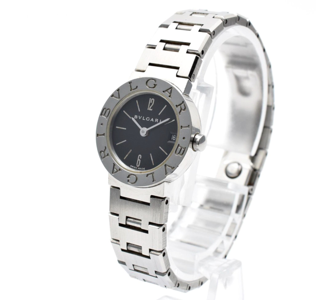 [N MINT] BVLGARI BVLGARIBVLGARI BB23SS Black Dial 23mm Qz Ladies Watch JAPAN