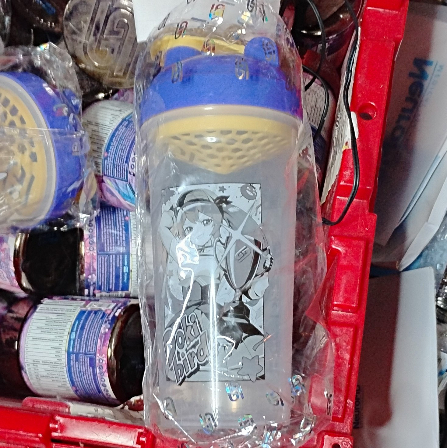 GamerSupps Waifu Creator Cup Dokibird 24 fl oz Clear Bottle Blue Screw Lid