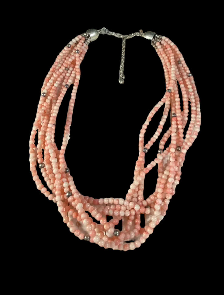 Jay King DTR 925 Angel Skin Coral Necklace Multi Strand Designer Southwestern