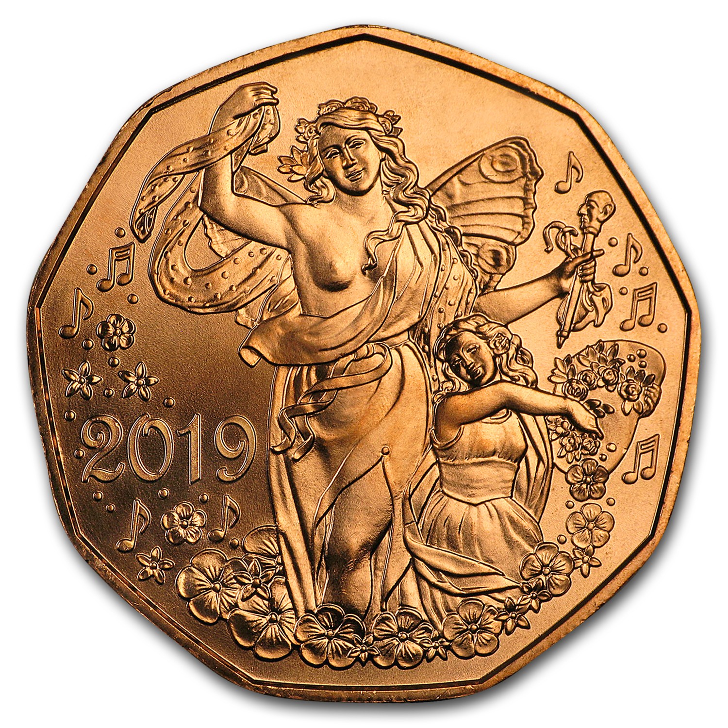 2019 Austria Copper €5 New Year\'s Joy of Living 2019 Austria Copper €5 New Year\'s Joy of Living