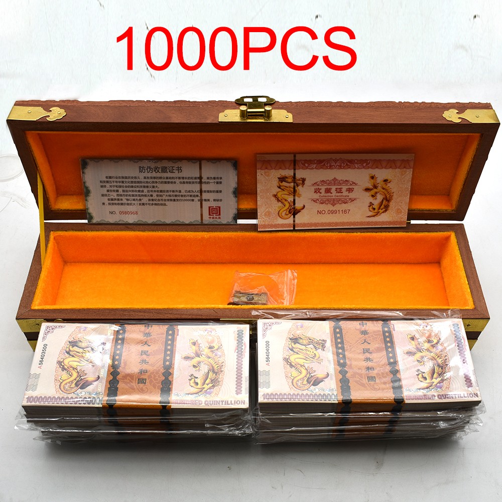 1000pcs/box Chinese Dragon and Phoenix 100 Quintillion UV Paper Banknotes
