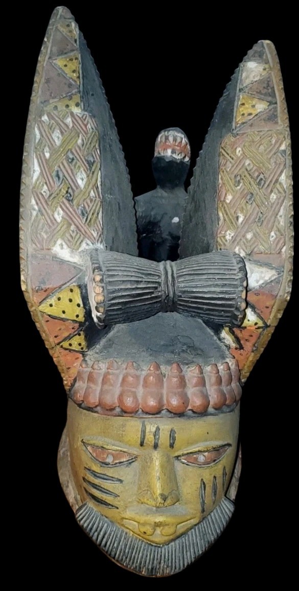RARE ANTIQUE AFRICAN YORUBA EGUNGUN HEADDRESS NIGERIA 