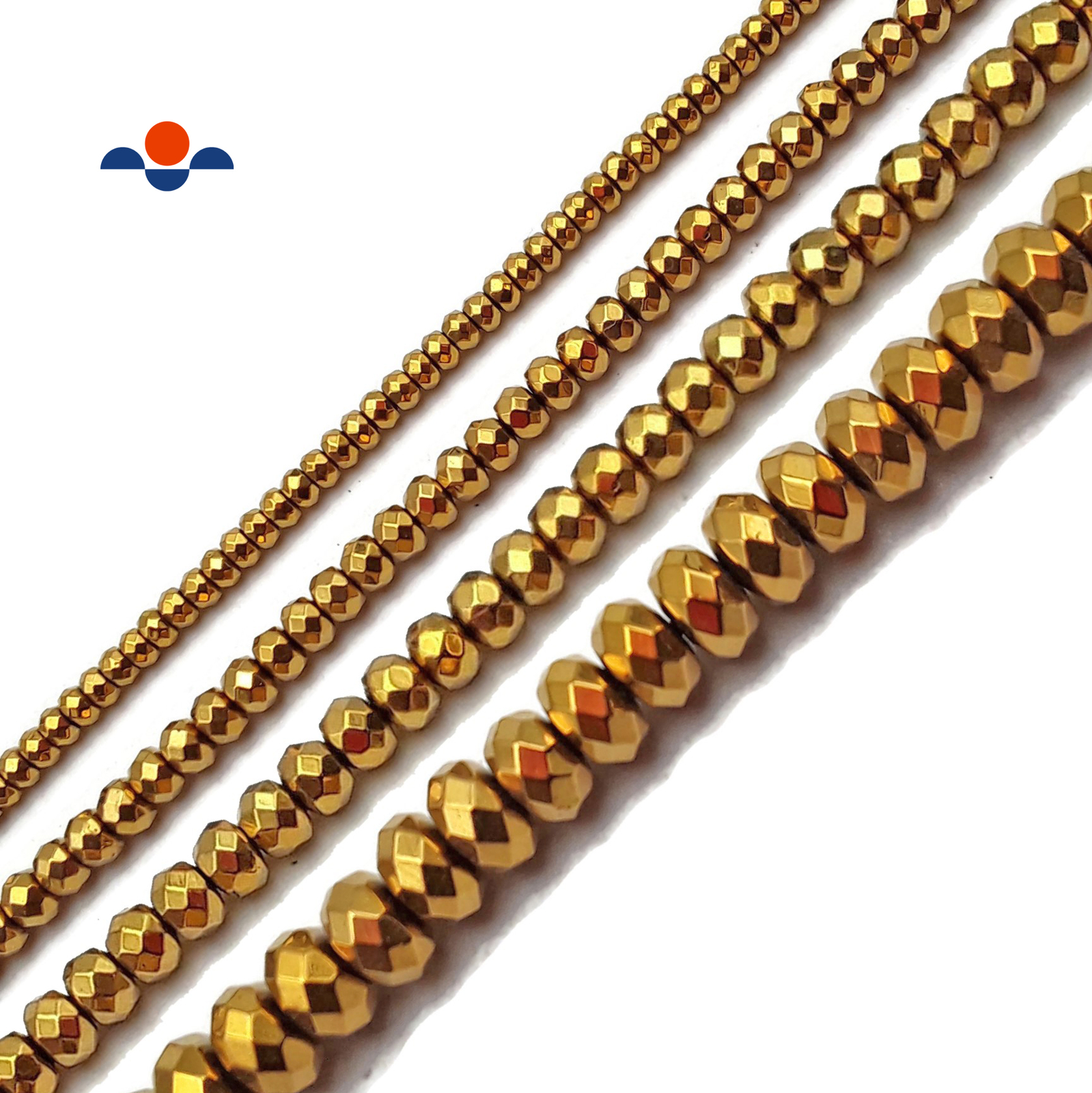 Gold Hematite Faceted Rondelle Beads 2x3mm 3x4mm 4x6mm 5x8mm 15.5\
