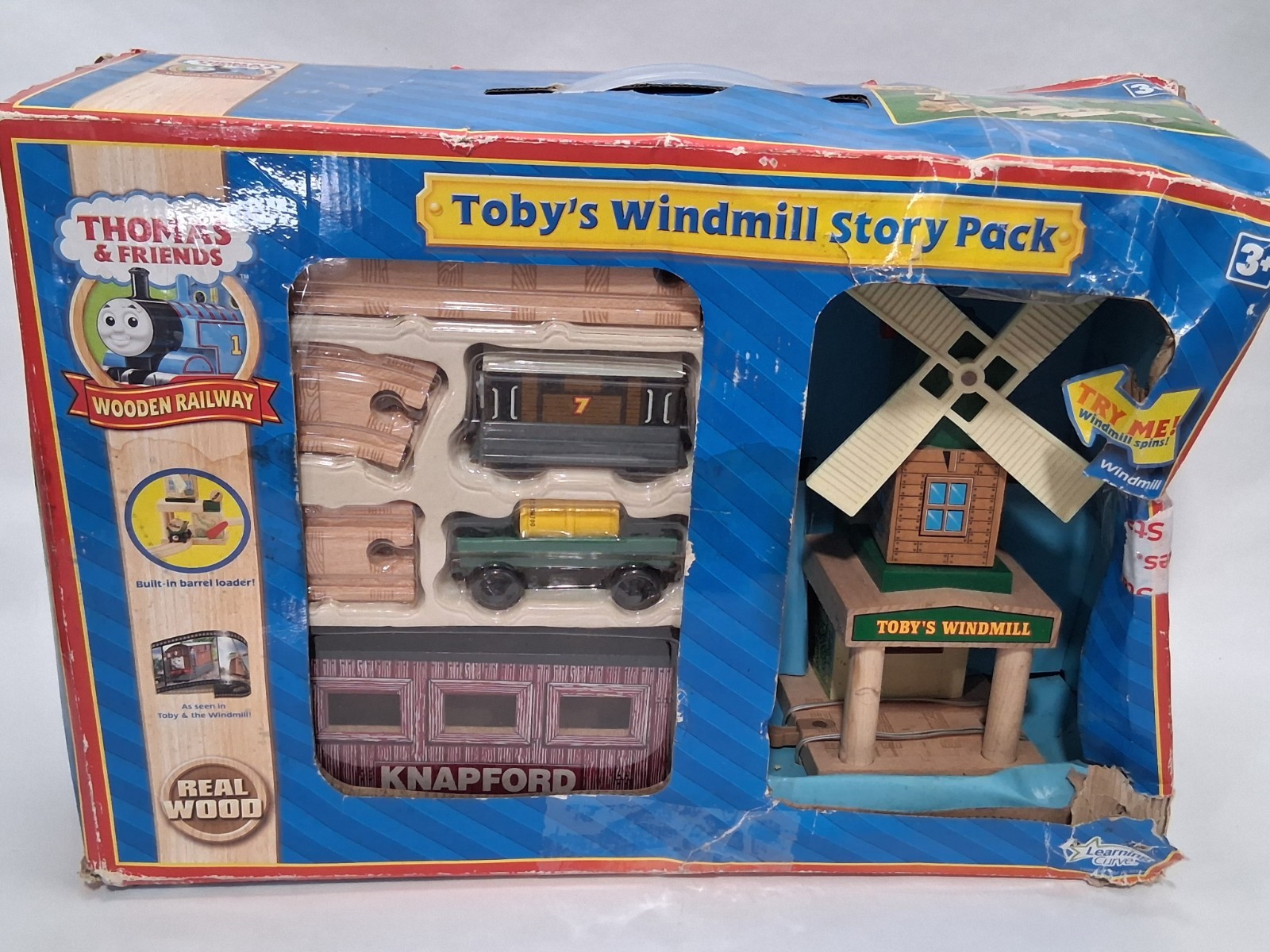 Thomas & Friends Wooden Railway Toby\'s Windmill Story Pack 2009 New Damaged Box Thomas & Friends Wooden Railway Toby\'s Windmill Story Pack 2009 New Damaged Box