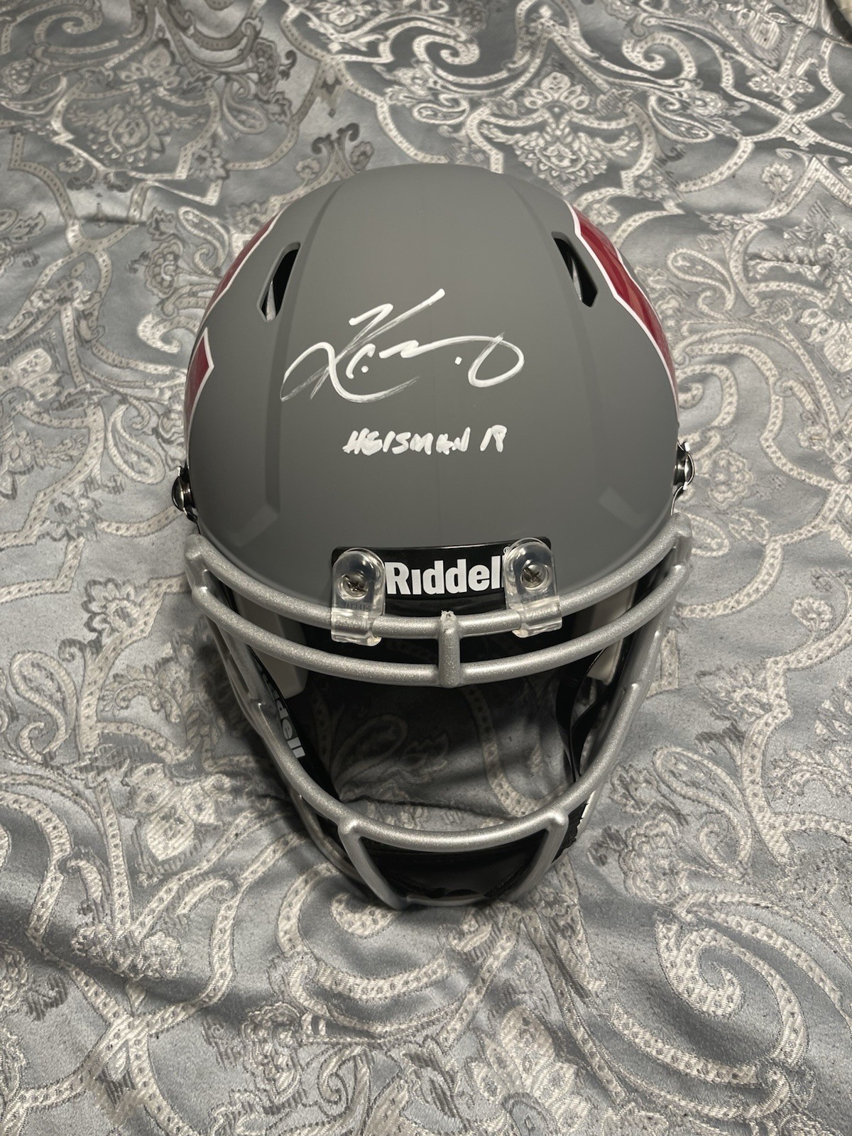 Kyler Murray Signed Oklahoma replica Helmet Heisman Inscription BAS Witnessed Kyler Murray Signed Oklahoma replica Helmet Heisman Inscription BAS Witnessed