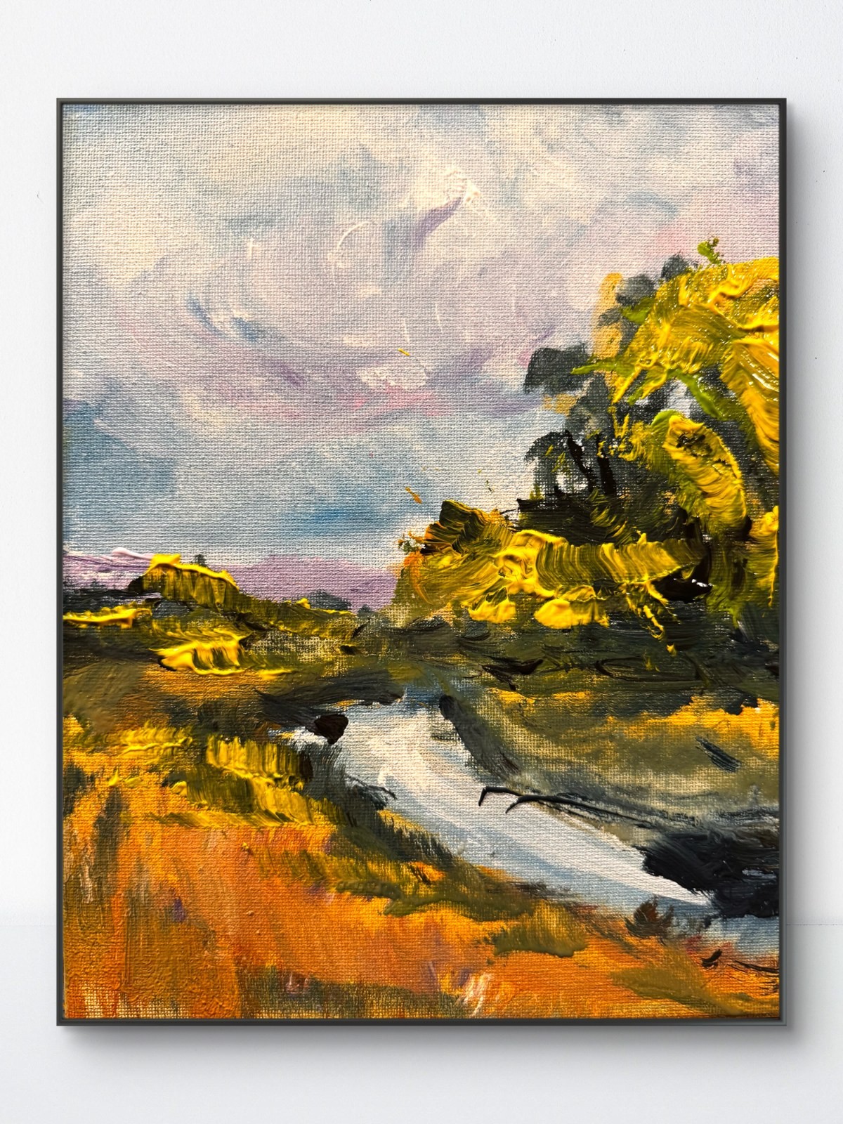 SAMATOWIC Original 8x10 Impressionist Golden Marsh Landscape Painting Signed 468