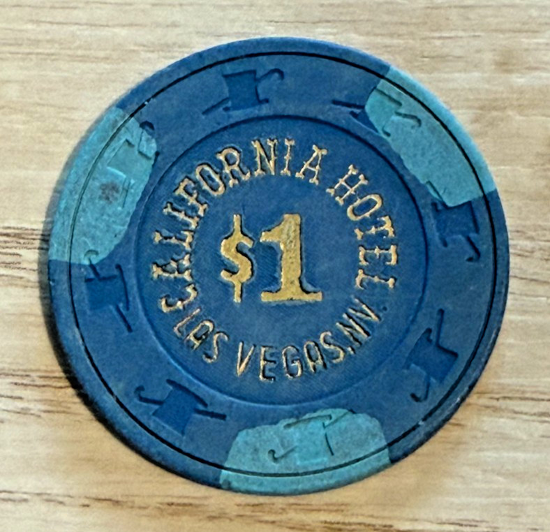 1989 California Hotel Las Vegas $1 Casino Chip Paulson H&C Vintage (NICE)