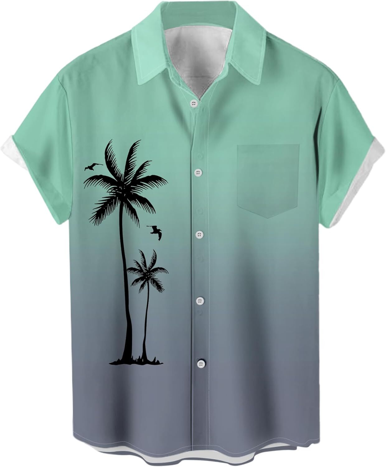 Men's 1950s Vintage Hawaiian Shirt Short Sleeve Button Up Bowling Style Casual