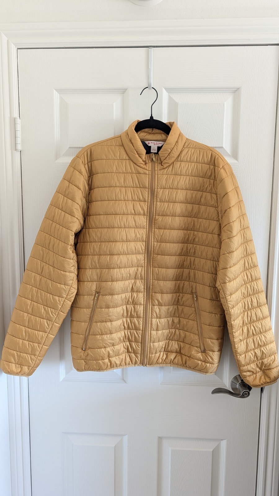 Brooks Brothers Red Fleece Men\'s L Thermore Puffer Jacket Mustard Gold Full Zip