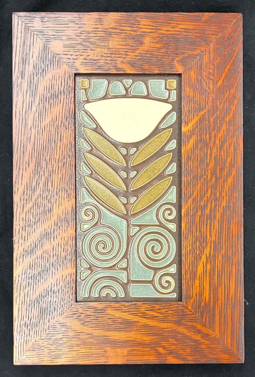 Motawi Tileworks Dard Hunter Poppy Tile * Dard Hunter Oak Frame * Ann Arbor MI