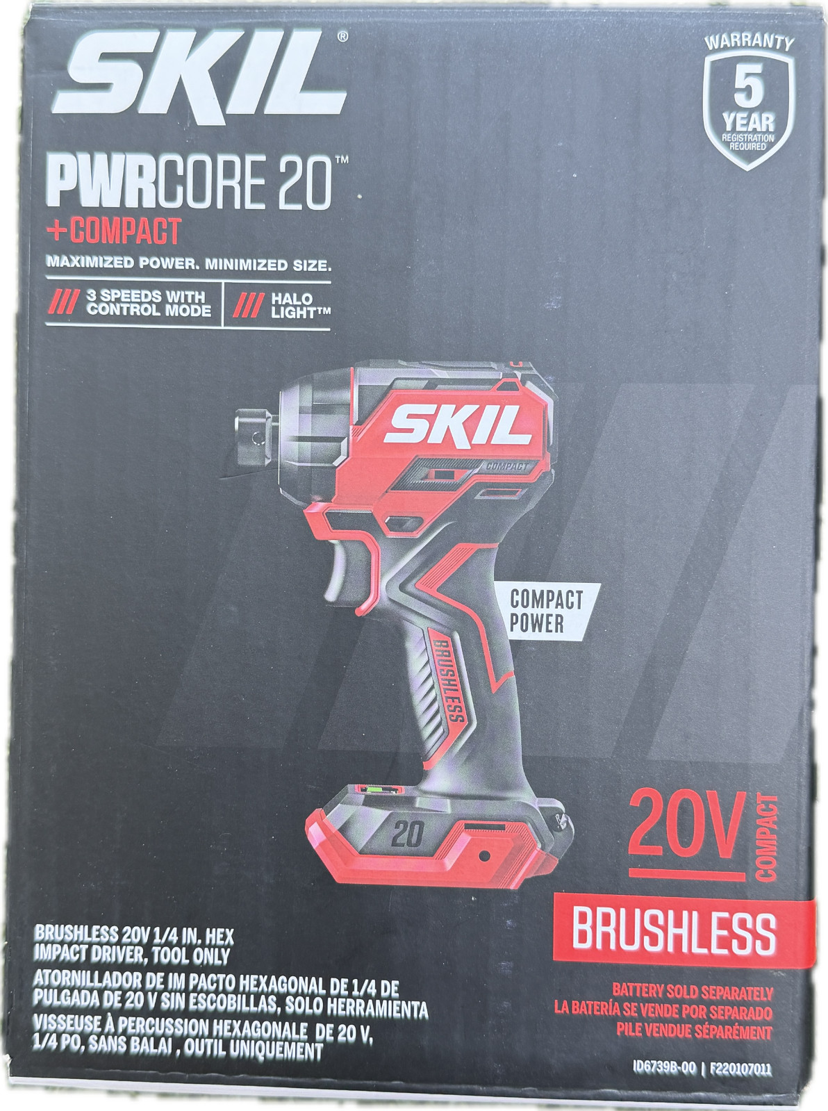 SKIL PWRCore 20 Brushless 1/4” Hex Impact Driver Tool Only ID6739B-00 New SKIL PWRCore 20 Brushless 1/4” Hex Impact Driver Tool Only ID6739B-00 New