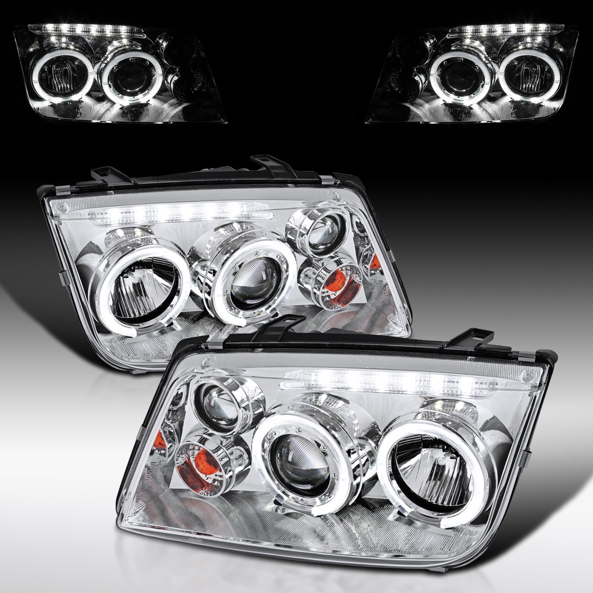 Fit 1999-2005 VW Jetta Bora MK4 LED Halo Projector Headlights Lamps Left+Right Fit 1999-2005 VW Jetta Bora MK4 LED Halo Projector Headlights Lamps Left+Right