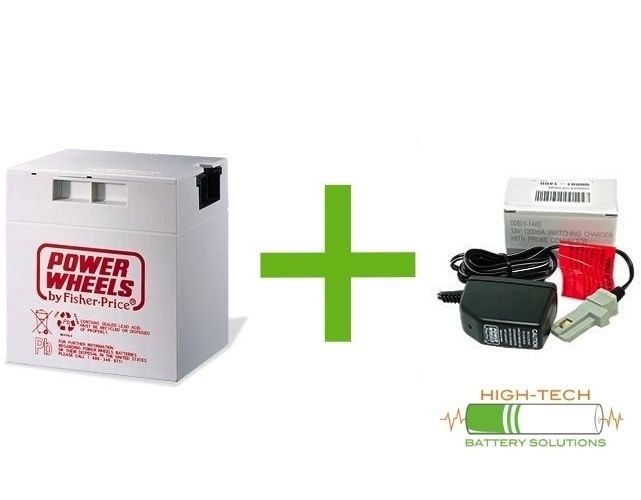 Fisher-Price Power Wheels 12V Battery & Charger Kit Grey 12Ah OEM 00801-1869