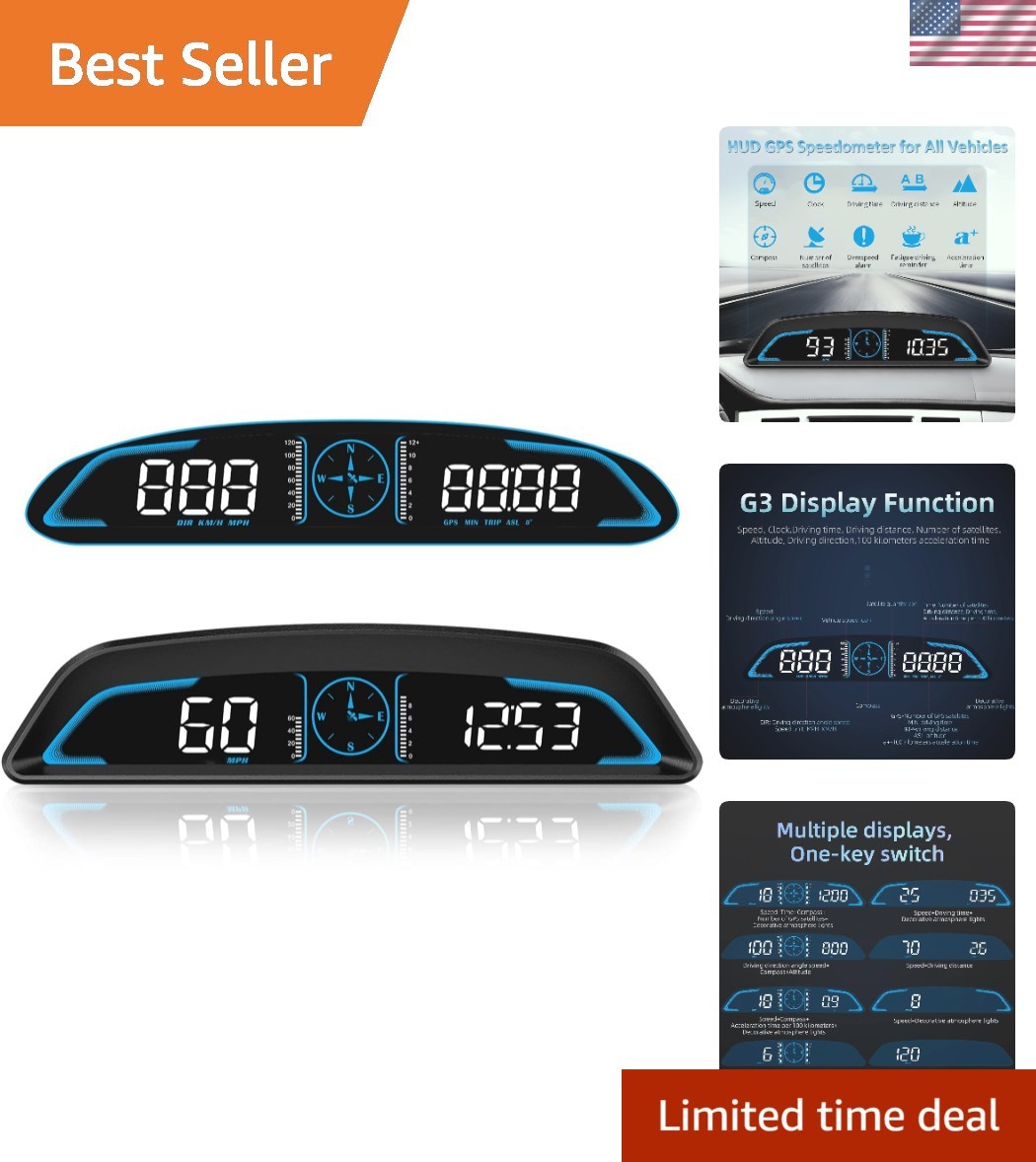 5.5-Inch GPS Speedometer HUD with Overspeed Alert & Fatigue Driving Reminder