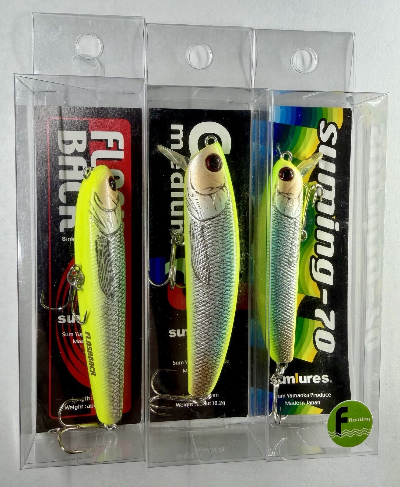 *** JDM***Lot Of 3 Sumlures Topwater Lures. Flashback, Cotocas Medium, 70F