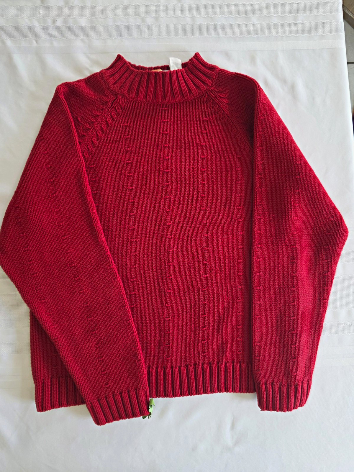 Vintage Liz Claiborne LizSport 90s Petite L Red Mock Neck Textured Sweater