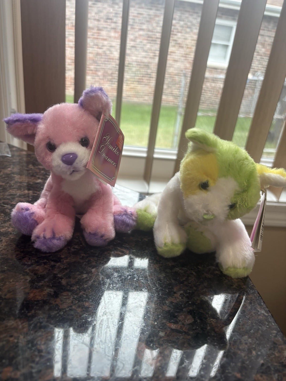Lot 2 Russ Yomiko Dreamers Plush Pink Chihuahua & Green Yellow Calico Cat NWT
