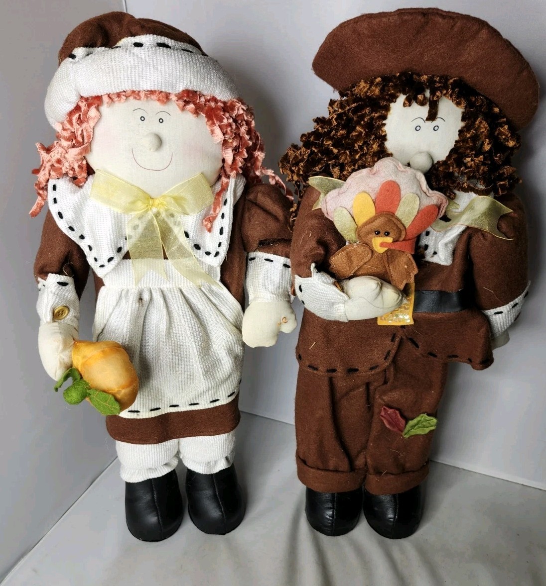 Pilgrim Turkey Set Greeter Doll Figure Thanksgiving Harvest Fall Autumn Decor