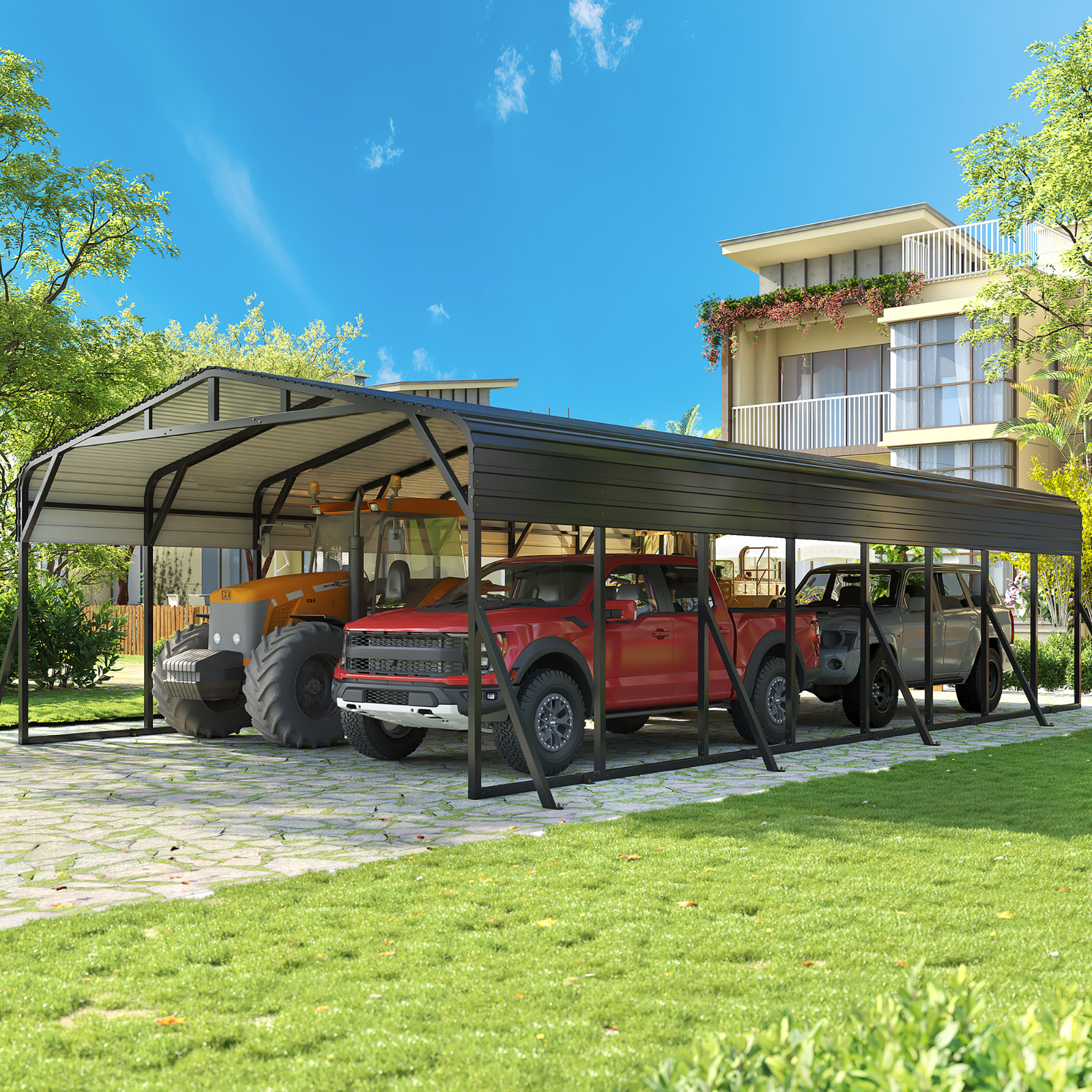 20x 40 ft Heavy Duty Metal Carport Garage with triangular support ,Enhanced Base