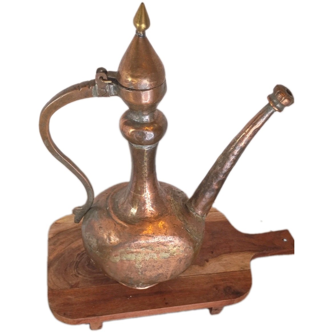 Antique 19th C. Persian Tinned Copper Aftaba Pitcher Hammered Moorish Ewer 16\