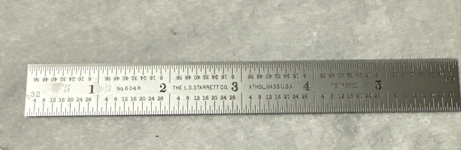 STARRETT  604R Tempered Stainless Steel Rule with Inch Graduations~USA. NEW
