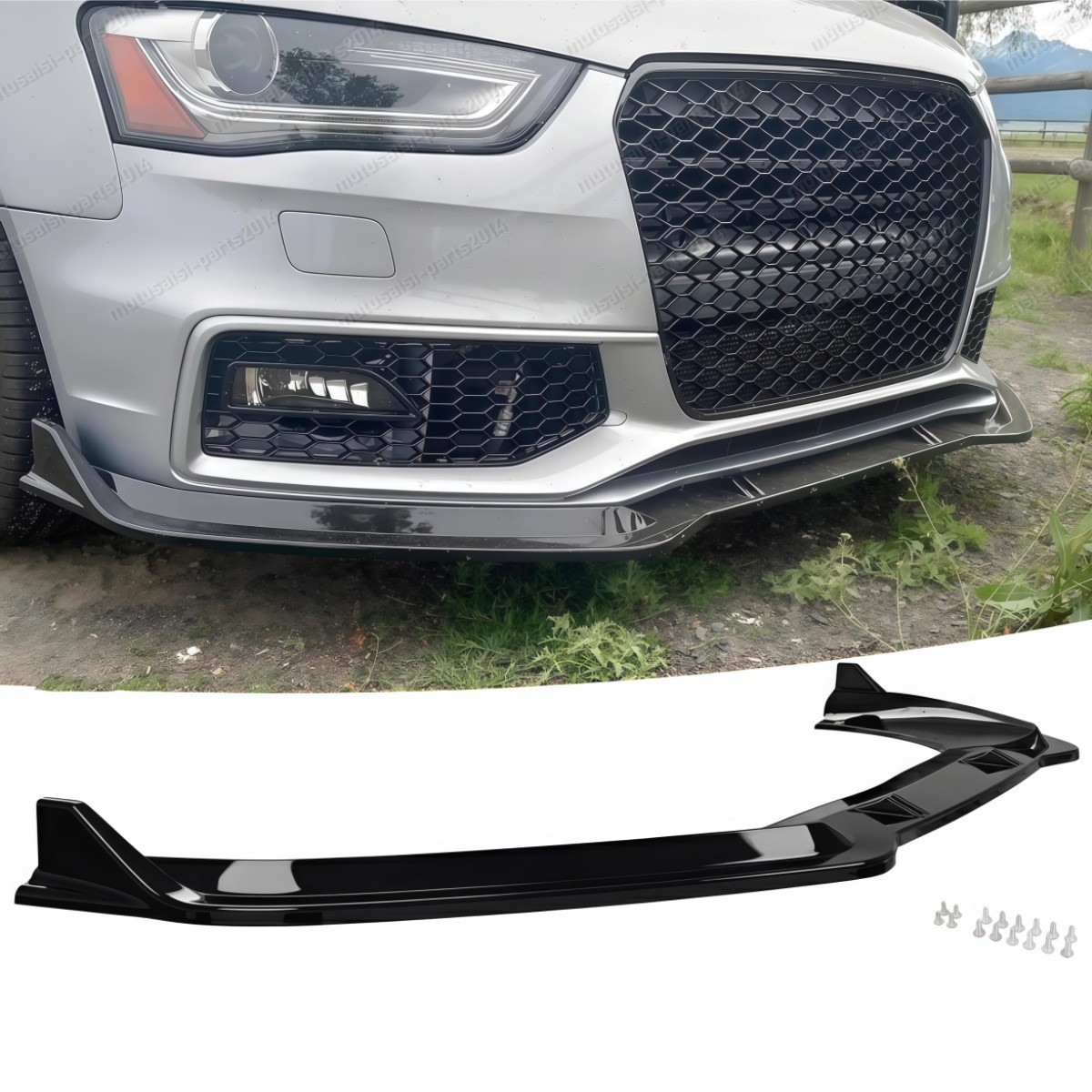 Gloss Black Front Lip Splitter Fit For AUDI A4 S4 A4 S-Line B8 B8.5 8K 2009-2016