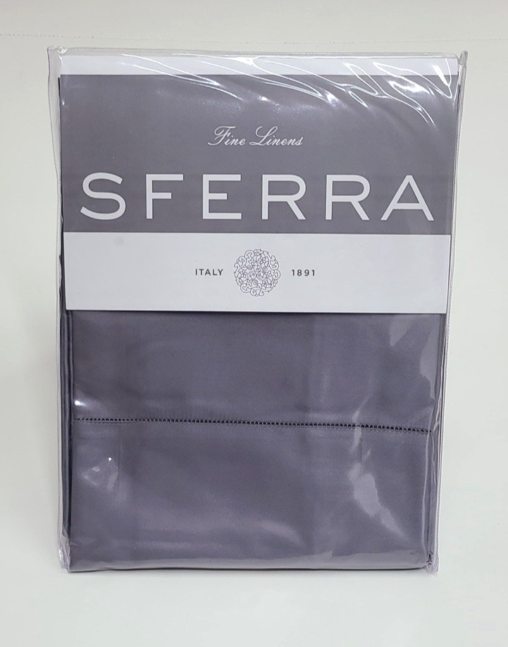 Sferra Giotto King Pillow Case Pair Titanium Cotton Sateen