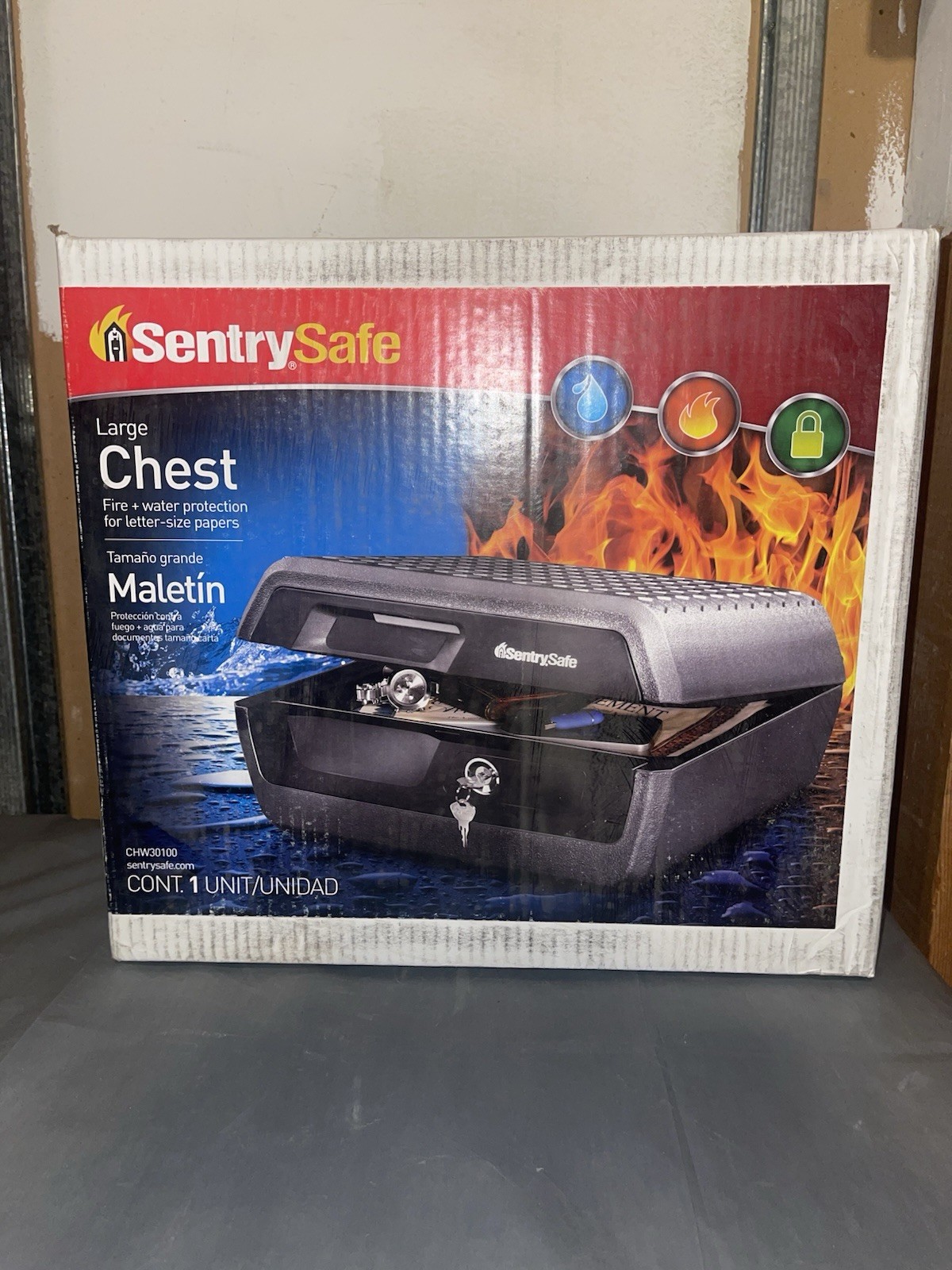 SentrySafe 0.36 cu ft Fireproof Waterproof Safe Box Key Lock Chest CHW30100 NEW