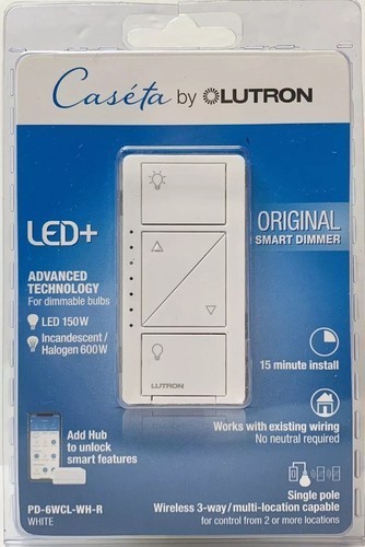 Lutron Caseta PD-6WCL-WH-R Lighting Dimmer Switch NEW SEALED Lutron Caseta PD-6WCL-WH-R Lighting Dimmer Switch NEW SEALED