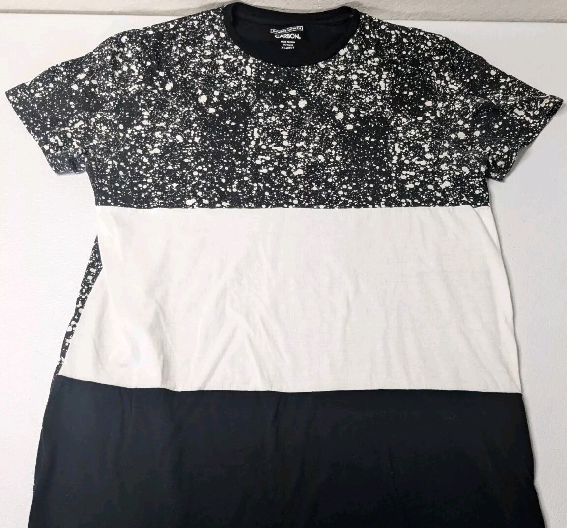 Carbon Shirt Men\'s XL Black White Short Sleeve X-Treme Length Carbon Shirt Men\'s XL Black White Short Sleeve X-Treme Length
