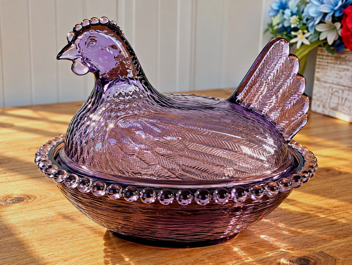 Vintage Indiana Glass Amethyst Hen On Nest Vintage Indiana Glass Amethyst Hen On Nest