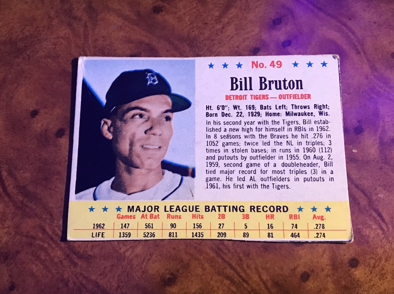 1963 Post - Bill Bruton #49