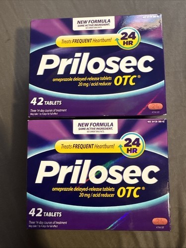 Lot of 2 PRILOSEC OTC 24hr  42 Tablets    Exp 02/2029 New