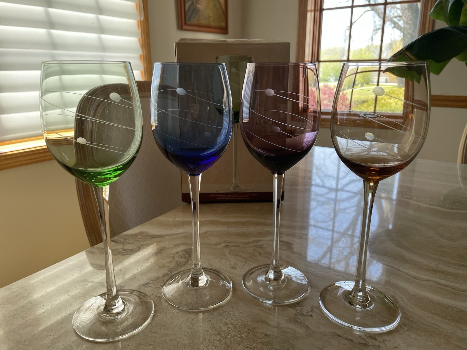 LENOX NIB Tuscany Seasons 12 oz Crystal Goblets Set/4 Assorted Colors